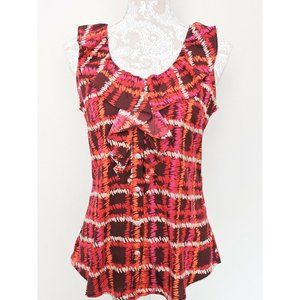 Banana Republic Shell Blouse Sleeveless Top Career Shirt Plum Deep Pink Ruffle S